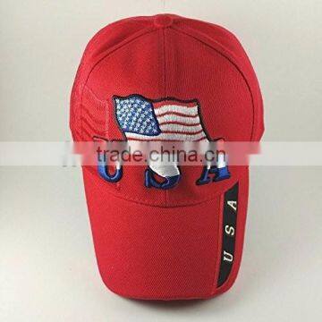 High quality 6 penl USA flag adjsutable baseball cap