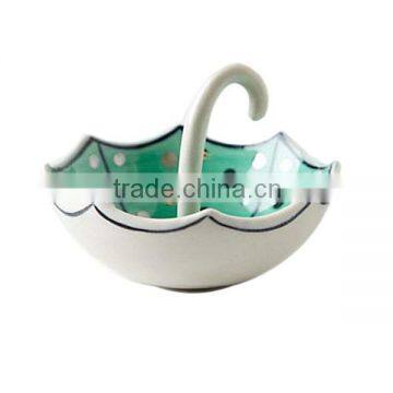 Creative Wedding Gift Umbrella Shaped Ceramic Ring Dish