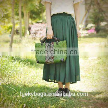 Hot Selling Cheap Thailand Straw Bag Green Handmade Beach Bag