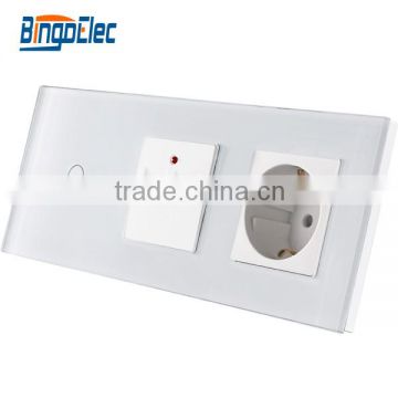 EU white glass switch and socket