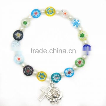 catholic beads bracelet with stainless alloy cross pendant