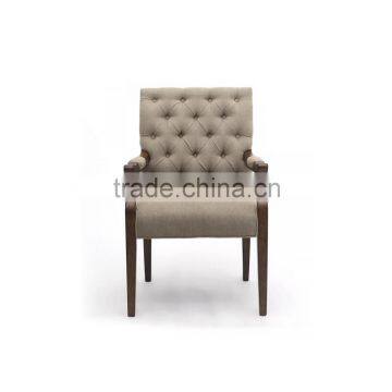 Modern style wooden hotel chair solid wood chair buttom tufted fabric chair