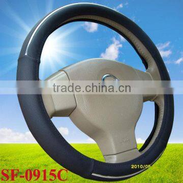 Hot Sale Siver Lines Geniune Leather Car Steering Wheel Covers for Super Market