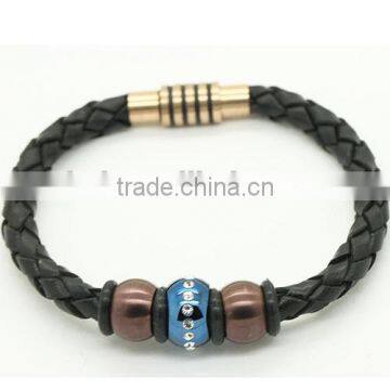 Wholesale Cheap Custom Custom Braided Leather Bracelets With Stainless Steel for Logo photo-5