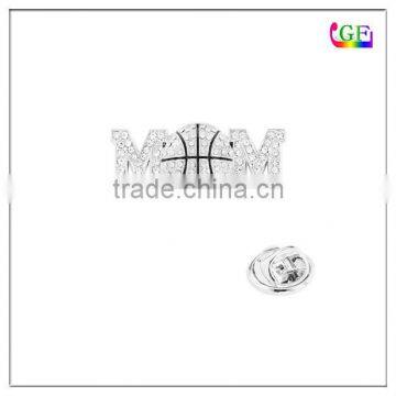 Silver MOM basketball LAPEL PIN brooch