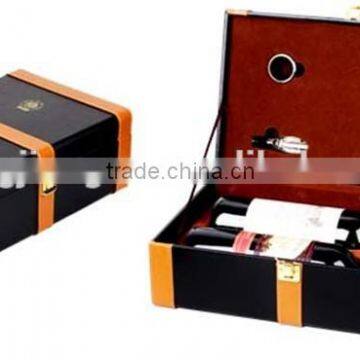 2 wine bottle and wine set box in leather material