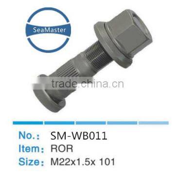 High strenth alloy wheel bolt with nut M22*1.5*101 for trucks and autos