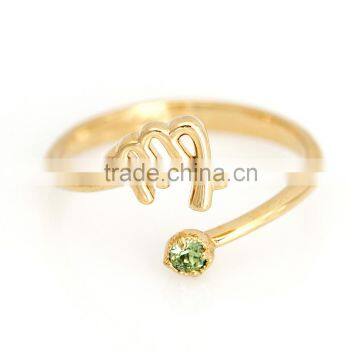 Wholesale resizable gold custom birthstone zodiac rings for girl