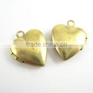 12mm raw brass tiny heart shape photo locket pendant charm DIY supplies 1130004