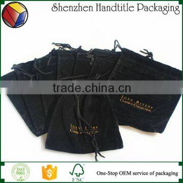 Screen Printing Velvet Pouch Logo Jewelry Pouch With Logo Gold Foil Stamping photo-3