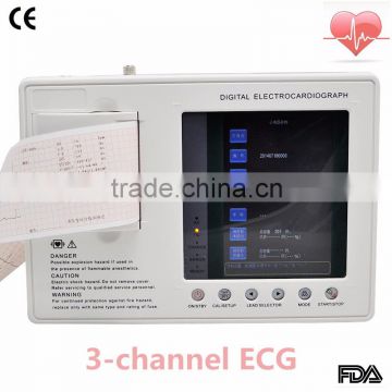 Digital 3-channel Color Electrocardiograph ECG EKG machine