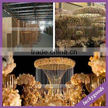 Huge Gold Metal Flowerpot Stands Wedding Stage Decoration Metal Stand photo-4