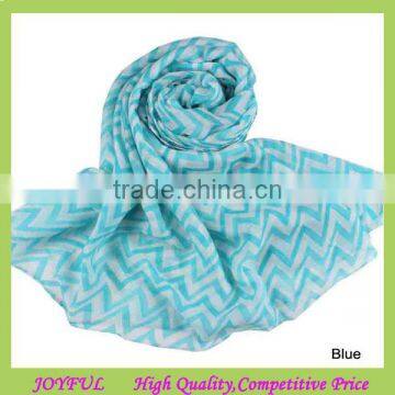 Ladies fashion green color polyester chevron infinity scarf