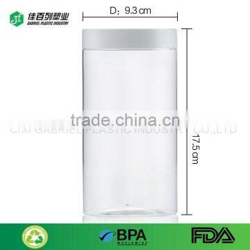 bulk sale aluminium screw cap round shape empty jar food grade pet clear candy fruit cookie cream packing 1000ml plastic bottle