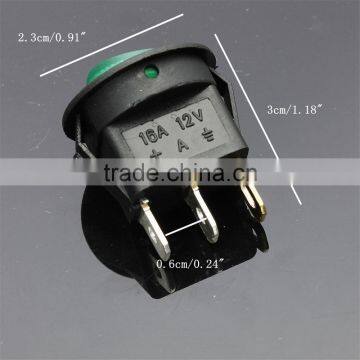 Green Neon 3 Pin 4.8mm Terminals 12V 16A Universal LED Illuminated Car Button Lights ON/OFF Round Rocker Switch Dash Boat Van photo-6