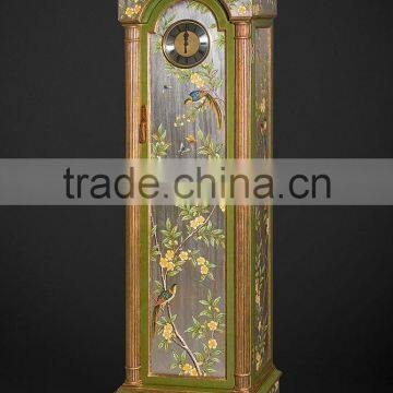 Antique Hand painted Decorating Grandfather Clock , European Style Wooden Floor Clock, Gothic Wooden Clock