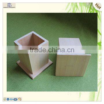 Fashion Office Desk Storaging Decorating Paulownia Wooden Pen Holder photo-4