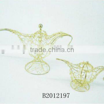 NEW DESIGN!!!Gold Handmade Wire art teapot for home decor