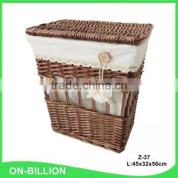 Set 3 Brown Rectangle Wicker Laundry Hamper Basket photo-3