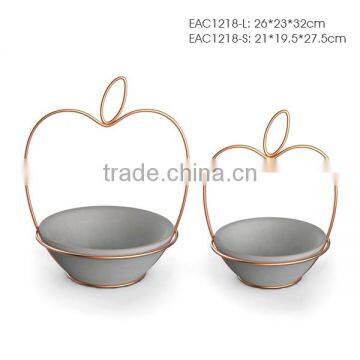 Apple Shape Metal Hanging Flower Pot Stand Concrete Flower Pot Fruit Pot photo-2