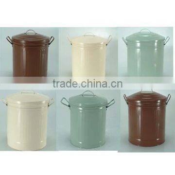 Outdoor Galvanized Metal Garbage Can Trash Can Waste Bin photo-2