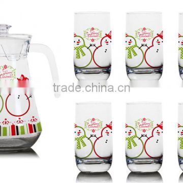 1000ml 1300ml glass pitcher sets glass jar and 6pcs cup set glass col water jug set