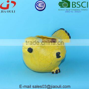 BSCI Audit Factory Antique ceramic yellow bird, animal planter pot bird flower pot