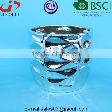 Metal Electroplating Silver Ceramic Planter Pot photo-2