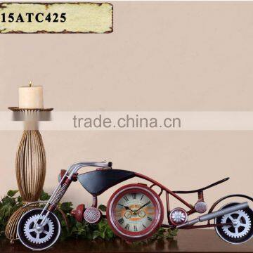 ANTIQUE RED METAL MOTORCYCLES SHAPE TABLE TOP CLOCK