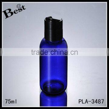 2017 Hot New Products Cosmetic Beard Oil Lotion 75ml Blue Round Shoulder Pet Plastic Shampoo Bottle Packaging Disc Top Cap photo-3