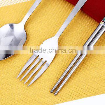 3 Pcs Tableware Stainless Steel Dinnerware Set of Chopsticks, Spoon and Fork With the Bag photo-6