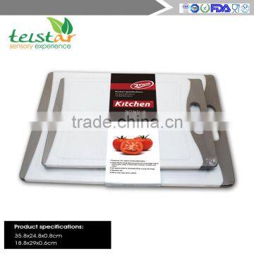 2-Piece Dishwasher Safe Plastic Cutting Board Set With Non-Slip Feet and Deep Drip Juice Groove photo-2