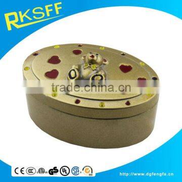 Metal Little Bear Carved Gold Jewelry Box photo-6