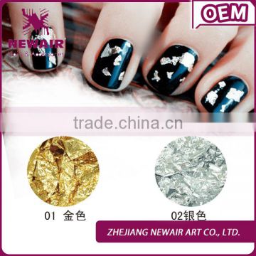 2016 High Fashion Designs Silver Gold paper nail foil