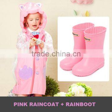 2017 new design OEM PVC kids children raincoat rain boot manufacturer