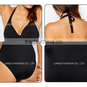 Wholesale Summer Black Halter Hot Sexy Girl Plus Size Bathing Suit photo-6