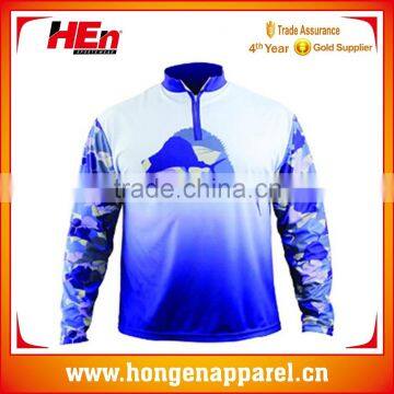 Hongen apparel Long sleeve free design custom heat tournament sublimation coolmax fishing jerseys