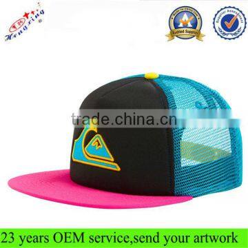 5 Panel Flat Brim Foam Embroidery Custom Mesh Snapback Hats