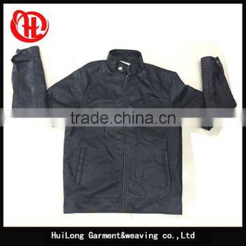 Manufacture hot sell black washed pu leather jacket for men