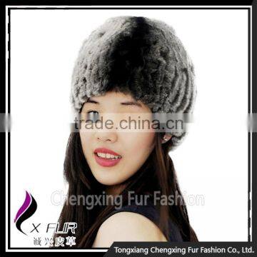 CX-C-240B Handknitted Womens Fashion Rex Rabbit Fur Hats and Caps