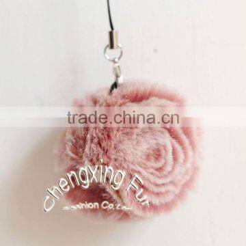 CX-P-22 Wholesale Fashion Chain Rex Fur Flower Mobile Phone Charm photo-6