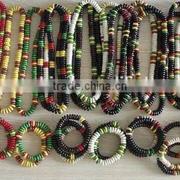 Hiphop Wooden Reggae Rasta Bracelets Necklace Jewelry Coco Wood Bead Bracelet Necklace Jewelry photo-5