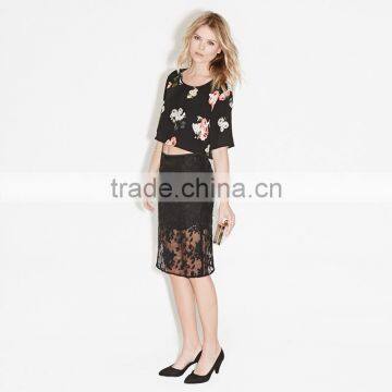 MGOO Cheap Price Quality Guaranteed Split Black Lace Skirts For Women Sexy Slinky Skirt Divided 15145A382 photo-2