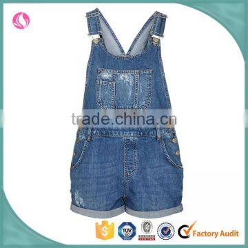 Wholesale OEM Girl Denim Dungarees Blue Playsuit Jumpsuit Jeans Women
