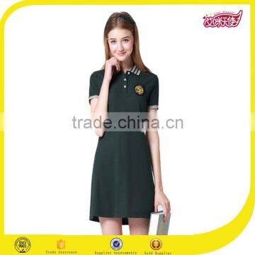 2016 OEM beautiful green korean high school uniforms models polo dress