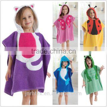 Wholesale embroidery design cotton terry custom kids bathrobe with hood