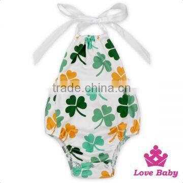 St.Patricks Day Baby Clothing Designs Of Punjabi Suits Printed Green Hat Adult Romper Pajamas Onesie photo-3