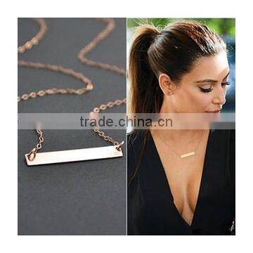 American simple bar pendant 18k gold thin chain custom necklace design jewelry jewelly