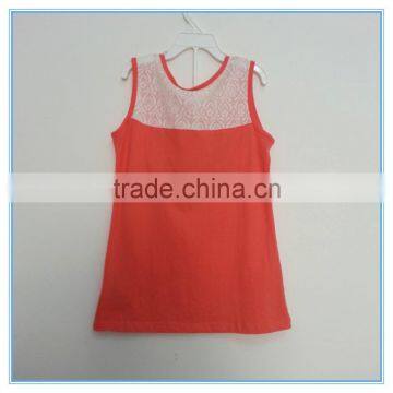 OEM 2016 New Fashion Summer Girls Children Modal Vest, Summer Girls Lace Back Sleeveless Vests Tops Printed Girls Pattern Tops photo-4