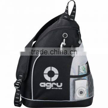 Twister Sling Backpack - has zippered main compartment with interior media pocket and comes with your logo.